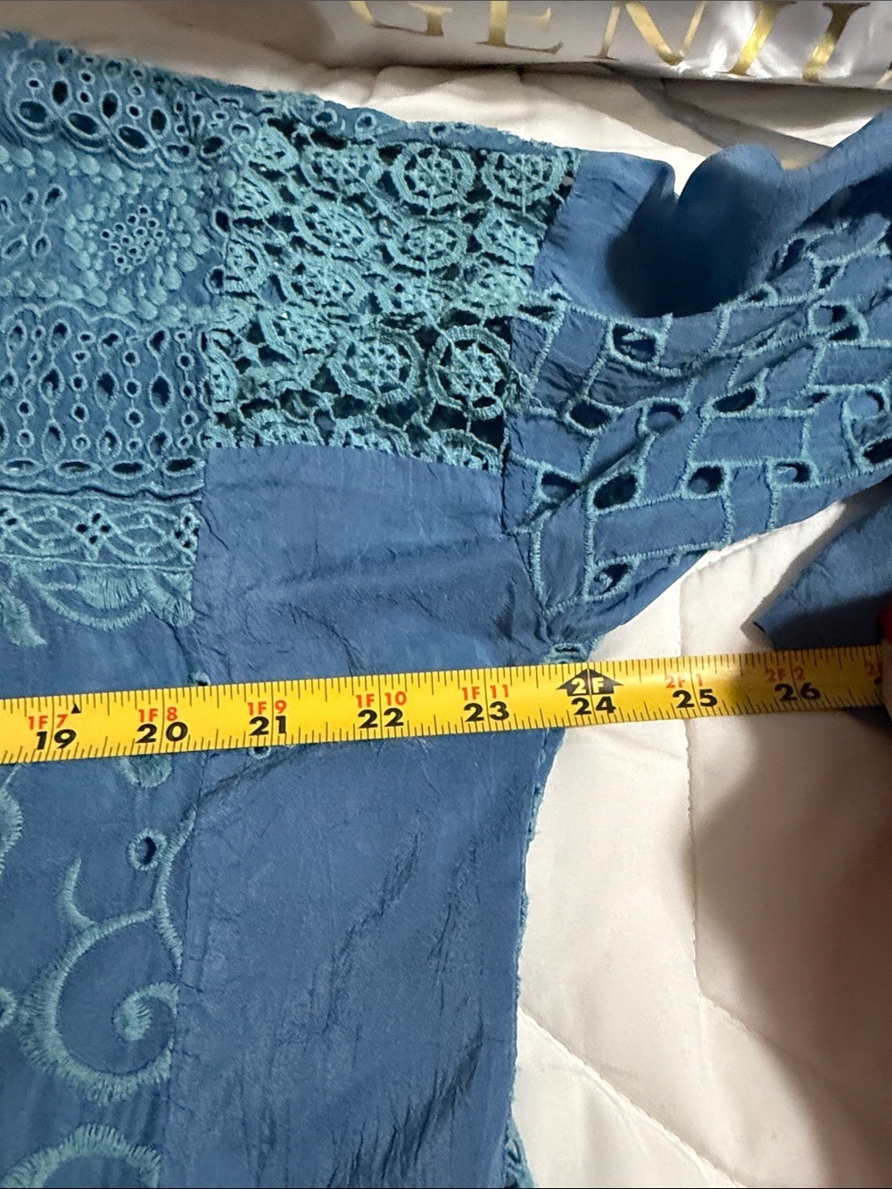 JOHNNY WAS Embroidered Blue Tunic —Relaxed Three-Quarter Sleeve. Medium - Picture 7 of 8